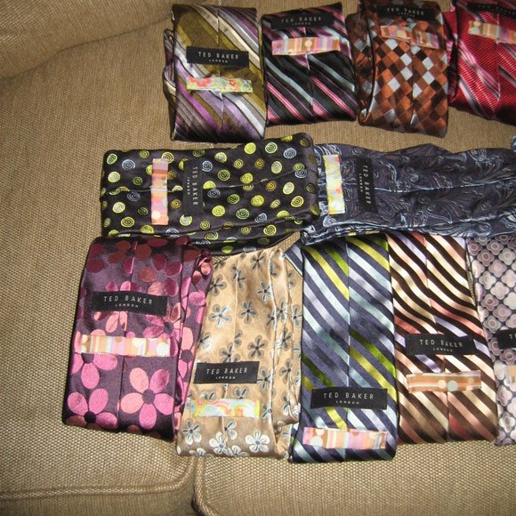 ❤️25 LOT TED BAKER Neckties Ties Paisley Stripe Polka Dot Retro Collector Lot - Picture 10 of 14